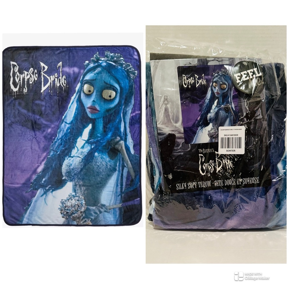 Disney NWT Nightmare Before Christmas Corpse Bride Emily 46 X 60 Throw
